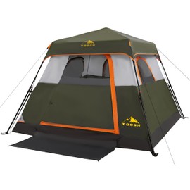 Toogh 3/4 Person Camping Tent with 1 Door, 4 Windows, and Upgraded Ventilation– Instant Setup, Waterproof, 8'x 8'x 67''Oxford Fabric Floor Pop Up in 60 Seconds Includes Rainfly and Backpack