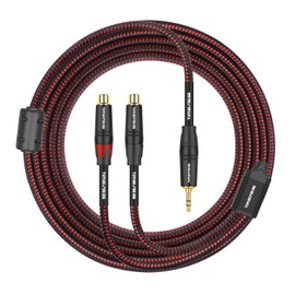 TIMEYES RCA to 1/8 Inch Y-Splitter Cable - Dual RCA Female to 3.5 mm Male Audio Cable - Stereo 3.5 mm to 2 RCA Plugs Adapter Y Breakout Cable - 1/8‘’ 3.5 mm to 2RCA Auxiliary Speaker Cord - 0.5M/1.6FT