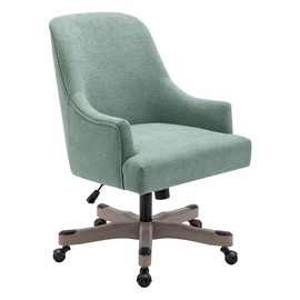 OSP Home Furnishings Bradwell Adjustable Swivel Home Office Chair with Wheels, Mint Fabric