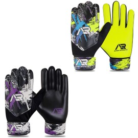 Arsh Sports 2Pack Goalkeeper Gloves for kids, Youth and Adult Football Soccer Goalie gloves with 4-mm Latex Spine & Double Wrist Protection (Yellow & Black, Size 4 suitable for 6 to 9 years old)