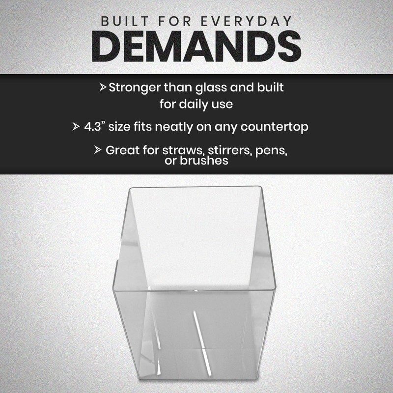 Rattleware Acrylic Straw Holder (4.3” x 4.3” x 5”) -