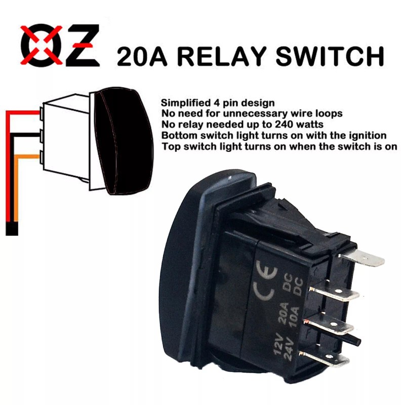 OZ-USA HI/LO LED Light On/Off/On Rocker Switch Pulse Power Busbar