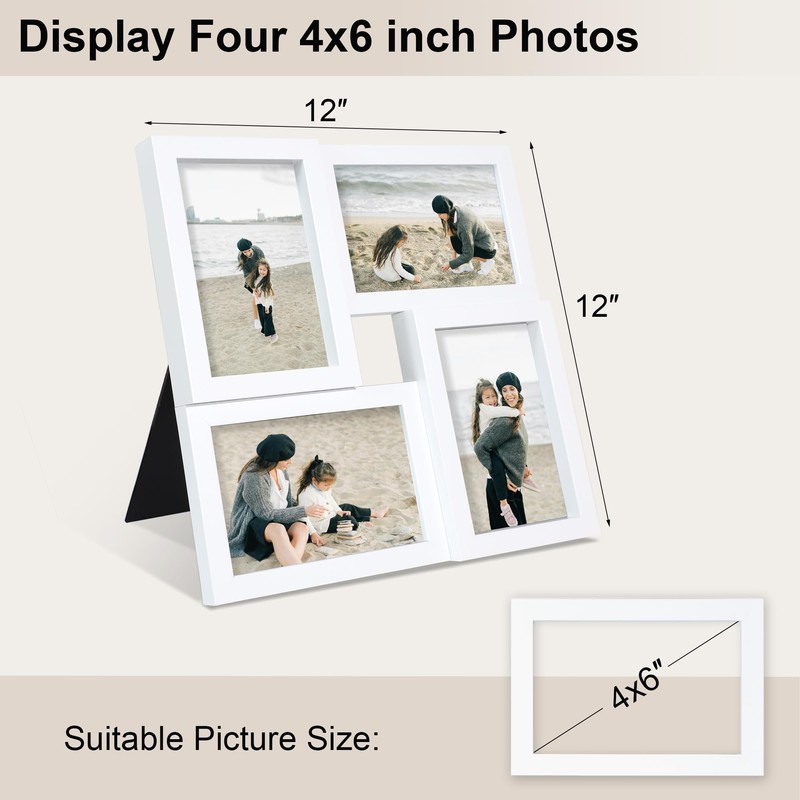 THKRLOF 4x6 Picture Frames Collage 1 Pack, 4 Opening Multi