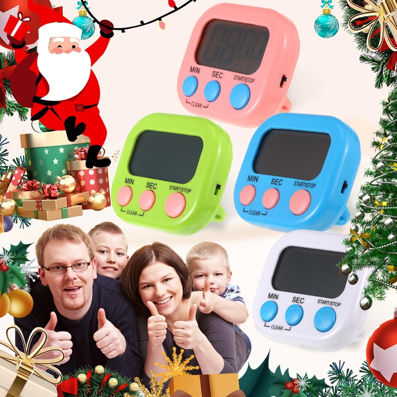 Kitchen Timer, 4PCS Digital Timer Magnetic Clock Stopwatch Countdown Timer