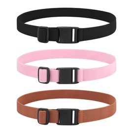 Monopa Kids Magnetic Belt for Boys - 3 Pack Toddler Girls Adjustable Elastic Belt for School Uniform Jeans (Black+Pink+Brown;70cm)
