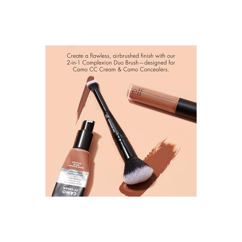 e.l.f. Concealer & Foundation Complexion Duo Brush, 2-in-1 Makeup Brush