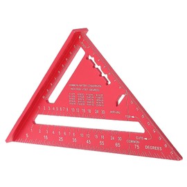 DOYUKY 7 Inch Carpenter's Square, 180 mm Metric Triangular Ruler, Red Triangle Ruler Made of Aluminium Layout Measuring Tool for Carpenters, Carpenters, Engineers
