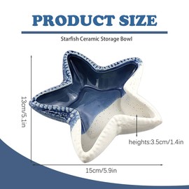 LCJAOF Ceramic Ocean Star Dish Candy Server Bowl for Serving Snacks or Storing Jewelry Decorative Tray for Home, Office, or Nautical Party Decorations