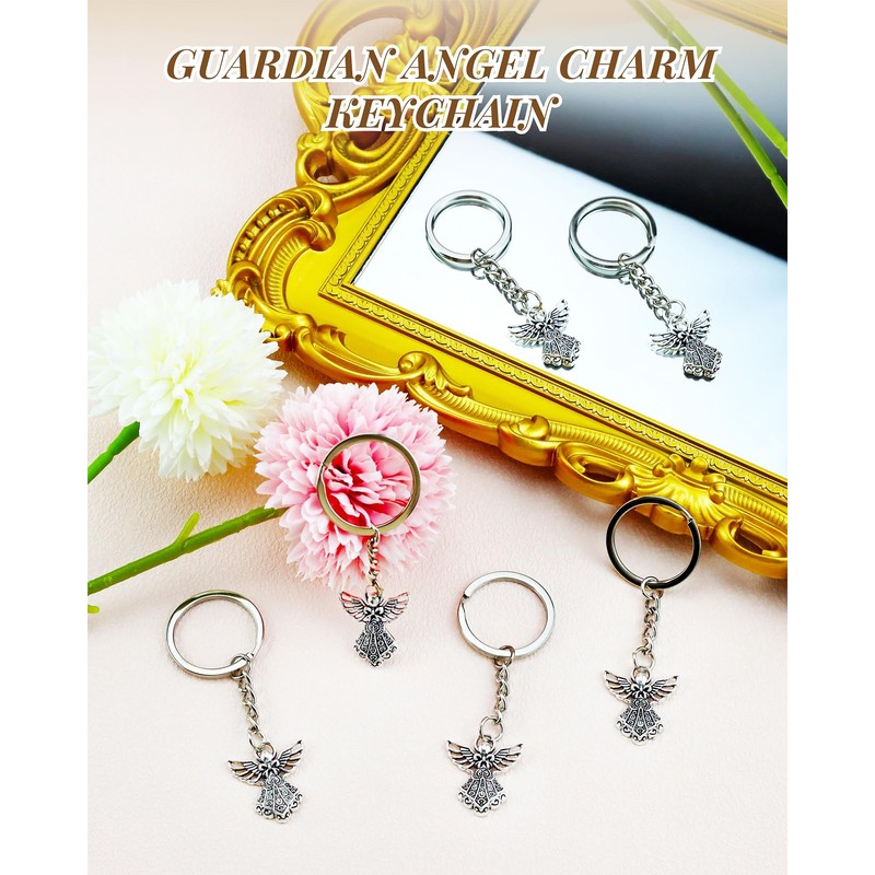 YETOOME 30 Pcs Guardian Angel Charm Keychain Key Ring for