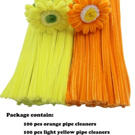 Apedoixy 200 Pieces Pipe Cleaners Craft Bulk 2 Assorted Colors,6mm x 12inch Thick Fuzzy Chenille Stem Sticks for Craft Art DIY Projects Decorations (Yellow,Orange)