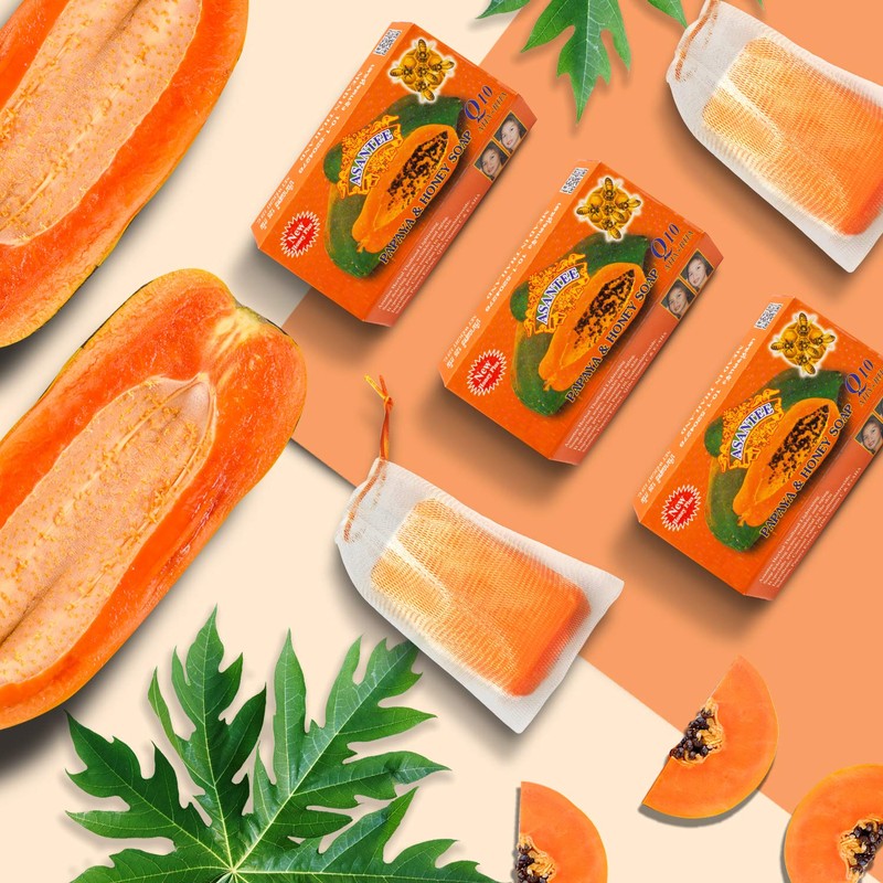 ASANTEE PAPAYA & HONEY Soap Bars with Vitamin C,E and