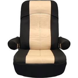 RV Designer GripFit+ Motorhome Seat Covers 1-Pack C893 - Premium 100% PVC Leatherette –Class-A RV - Pet-Friendly, Easy-to-Clean, Durable, Fire Retardant - Side Pockets – Black and Tan