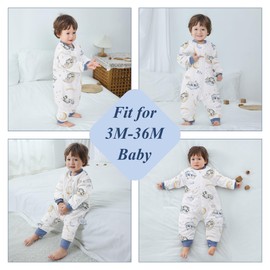 Baby Sleeping Bag with Feet 2.5 Tog Warm Lined Winter Children's Sleeping Bag Removable Sleeves for Boys Girls, blue