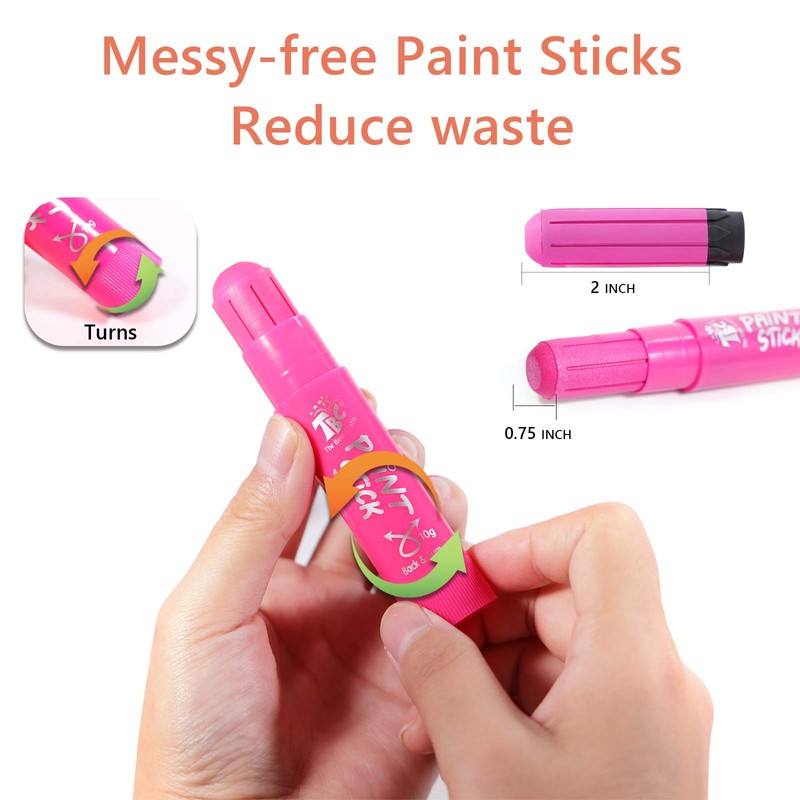 TBC The Best Crafts Paint Sticks,12 Classic Colors, Washable, Non-toxic,