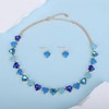 Kercisbeauty Rainbow Blue Rhinestones Heart Chain Choker Necklace with Heart
