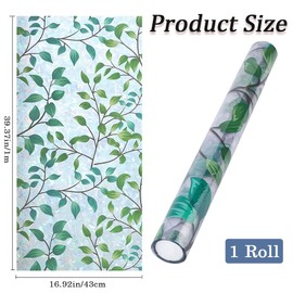 GORGECRAFT 39.4x16.9 Inch Rainbow Window Privacy Film Green Leaves Plant Static Glass Cling 3D Plastic Non-Adhesive Sun Blocking Glass Sticker Prism Stained Window Decals for Room Home