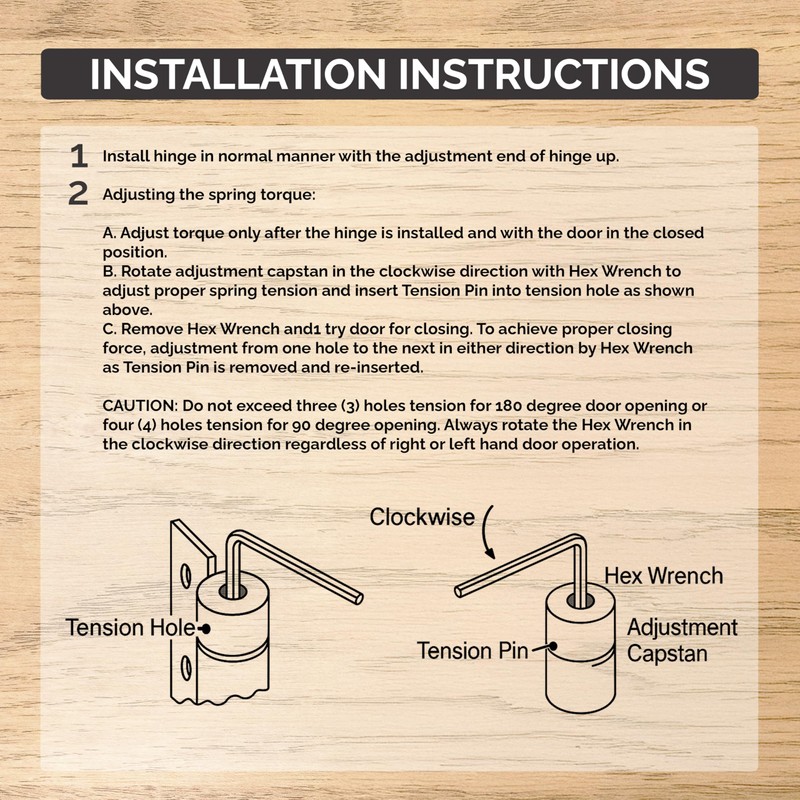 Hinge Outlet Spring Hinges - 4 Inch, Self Closing Adjustable