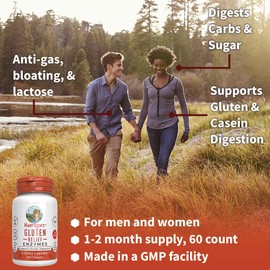 Digestive Support | Up to 2 Month Supply | Gluten Digestive Enzyme | Gluten Enzyme | Supplement for Digesting Gluten | Gut Health Support & Nutrient Absorption | Non-GMO | Gluten Blocker | 60 Count
