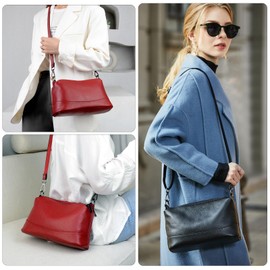 Genuine Leather Purses for Women Crossbody Bags Small Shoulder Handbags Trendy Clutch Cross Body Phone Purses, Red