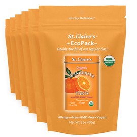 St. Claire’s Organic Tangerine Tart Candies – 6-Pack EcoPack, 3 oz Each | Certified Organic, Vegan, Gluten-Free, Allergen-Free, Non-GMO, Low Calorie, Plant-Based | Made in USA