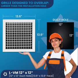 Premium Aluminum Wall Vent Cover - 12 x 12 Inch AC Grille with Adjustable Blades - Rustproof and Durable - Enhance Airflow Efficiency- [Front Grille Size: 13.6" x 13.6"][Duct Hole Size:12" x 12"]
