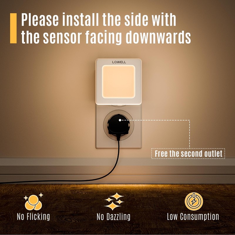 LQWELL® Night Light Socket Foldable with Twilight Sensor, Night Lamp