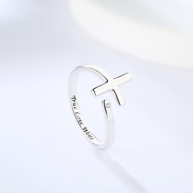 CCWPXX True Love Wait 14K White Gold Plated Ring with True Love Wait Engraving, Hypoallergenic, Polished Finish