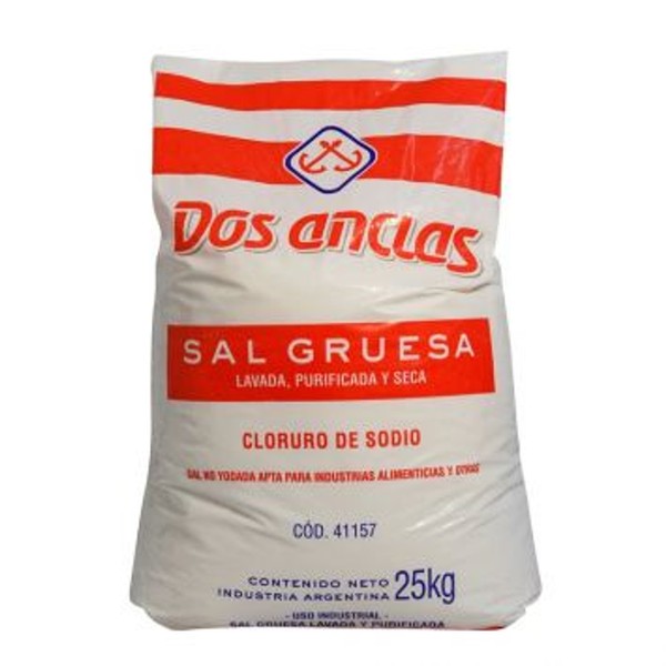 Dos Anclas Sal Gruesa Coarse Washed & Purified Salt, 25 kg / 55.11 lb