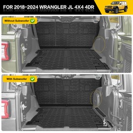 JTYZSM Cargo Mats for 2018-2025 Jeep Wrangler JL Unlimited 4X4 Trunk Mat with Backrest Liner, All Weather TPE Protector Rear Back Seat Mats for 18-25 Wrangler JL 4X4 4 Door Accessories