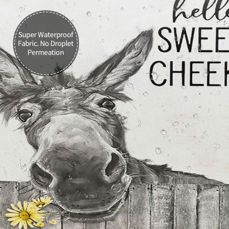 citari Funny Donkey Shower Curtain Rustic Floral Farmhouse Bathroom Shower
