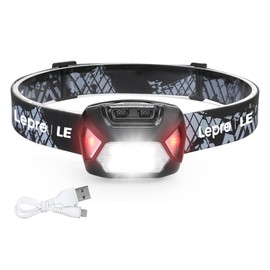 Lepro Stirnlampe LED Wiederaufladbar, 2000 Lux Superhell Kopflampe Stirnlampe mit Rotlicht und 6 Lichtmodi, IPX4 Wasserdicht Leicht Stirnleuchte