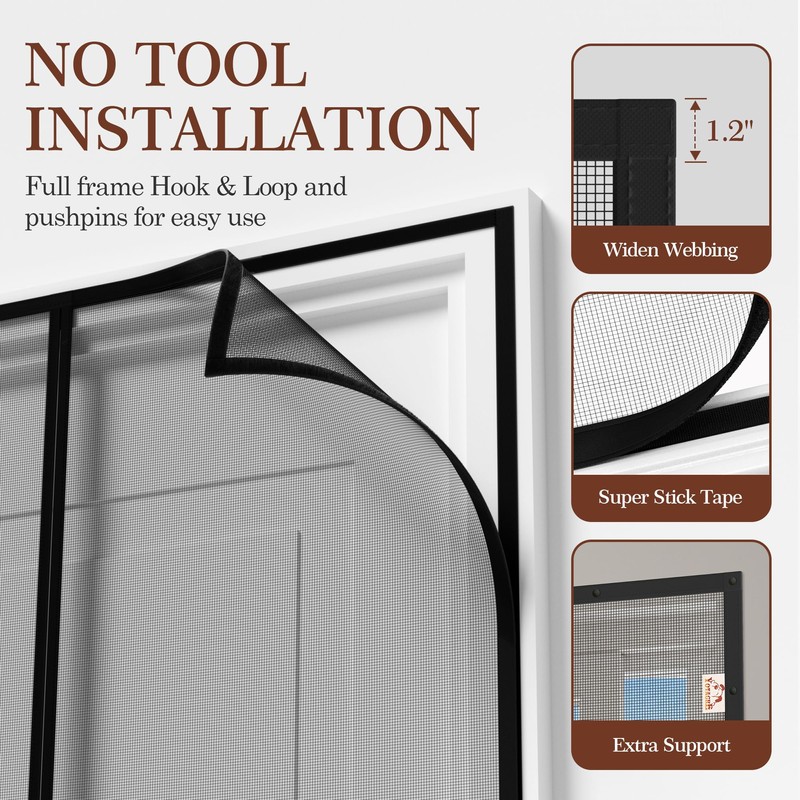 Yotache Magnetic Screen Door Fits 48x80 Inch Doors, Screen Size