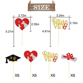 24Pcs Future Vet Cupcake Toppers, Veterinary School Graduation Decorations, Vet Tech Graduation Decorations, Veterinary Graduation Party Decor