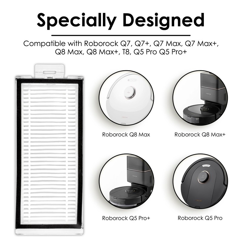 (6 Pack) Q5 Max+ HEPA Filters Compatible With Roborock Q5