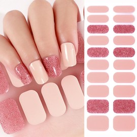TailaiMei Semi Cured Gel Nail Strips - 20 Pcs Gel Nail Stickers, UV Light Required | Real Polish Salon Quality & Easy to Use (Vibrant Pink089)