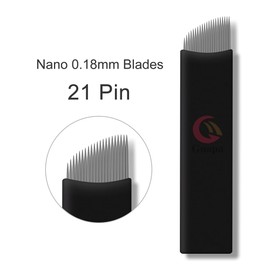 Pack of 30 Extremely Thin 0.18 mm Nano Blades Microblading Needles for Semi-Permanent Makeup Eyebrow Tattoo Microblade 3D Embroidery Blade (30 Pieces 21 Pins)