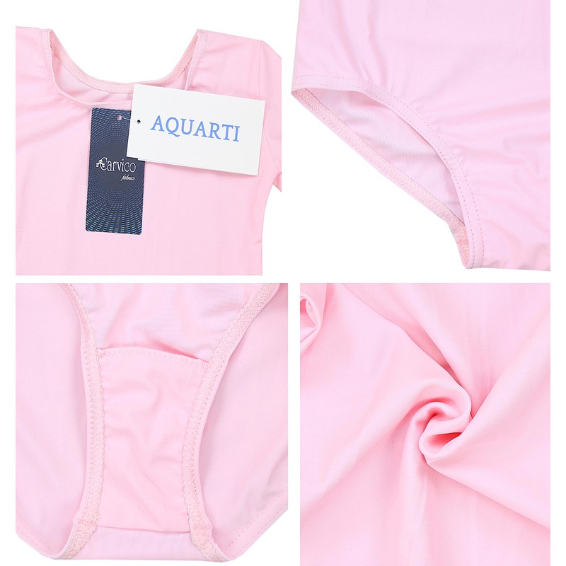 Aquarti Girls Leotard Short Sleeve Ballet Leotard Light Pink Size