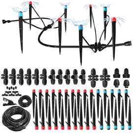 Drip Irrigation System Kit, Premium Irrigation System with 5/16" and 1/4" Irrigation Tubing and Barbed Fittings for Garden and Raised Beds, Plant, Greenhouse, Yard, Lawn