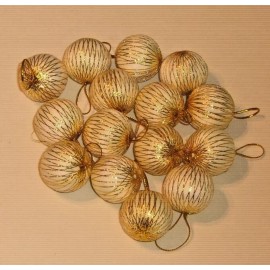Unbranded Christmas Ornaments White Foam Mini Balls with Gold Thread Wrapped 18pcs 1"