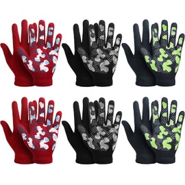 Syhood 6 Pairs Stretch Winter Kids Gloves Camouflage Full Fingers Gloves for Boys 5-8 Years old (Cool Colors, Medium)
