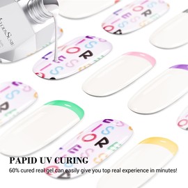 MelodySusie Semi Cured Gel Nail Strips 20 PCS Summer Stickers,Gel Nail Wraps UV Light Required,Durable & Salon Quality (Rainbow Letters)