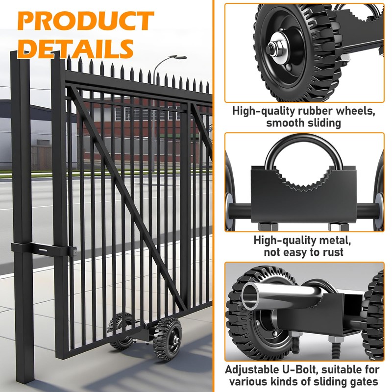 6" Rolling Gate Rubber Wheel Carrier – Heavy-Duty Wheel for
