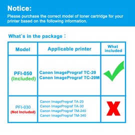 LCL PFI-050 Cyan Ink Bottle Replacement for Canon PFI050 PFI-050C Pigment Ink Refill for Canon imagePROGRAF TC-20 TC-20M Large Format Printer (1-Pack)