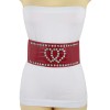 Unbranded Women Red Elastic Wide Friendship Statement Belt Hip High
