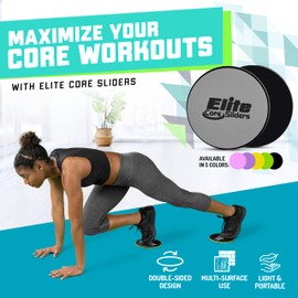 Elite Sportz Core Sliders For Working Out | Dual Sided Home Core Workout Equipment For Carpet & Hardwood Floors | Gliders for Exercising - Travel Workout Equipment For Athlete - Fitness Sliders