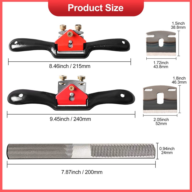 KLMNDUO Adjustable Spokeshave Set 2pcs SpokeShave 4pcs Metal Blade and