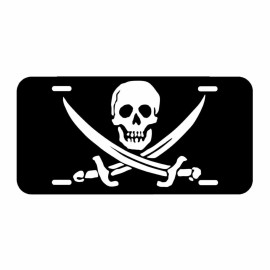 Made In The USA Jolly Roger  Flag License Plate Made In The USA Metal New car tag pirate skull