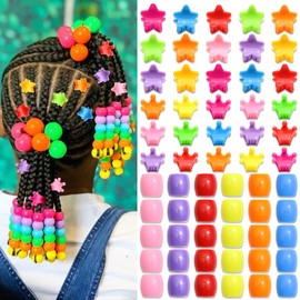 VENOFEN 60PCS Small Hair Clips Star Crown Mini Hair Claw Clips Assort Color Dreadlock Hair Beads Loc Braid Decoration Candy Color Barrettes for Girls Toddler Women Hair Accessories