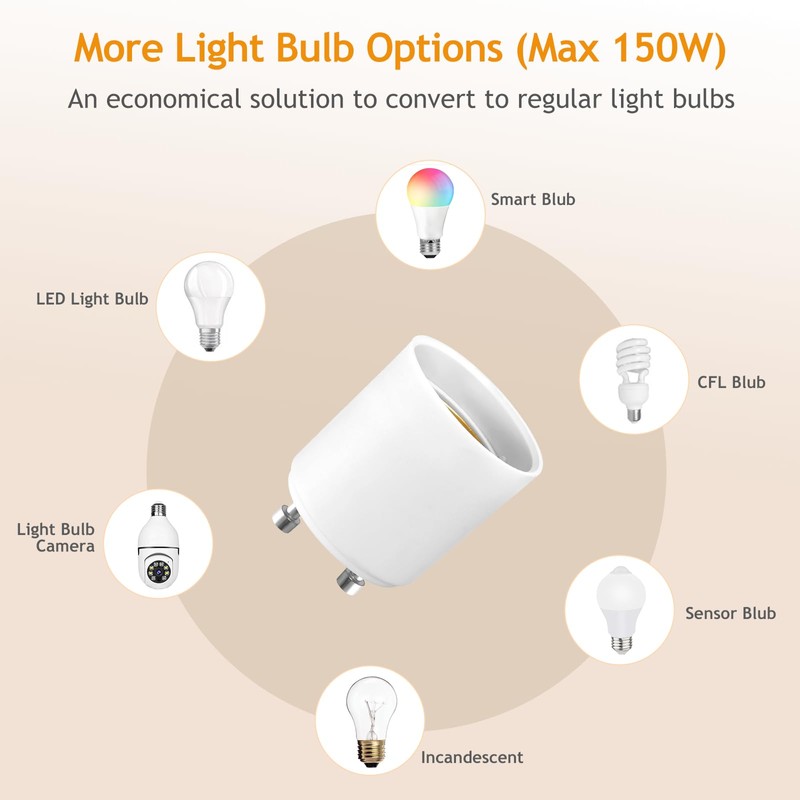 5 Pack Light Socket Outlet Adapter - E26 Light Socket