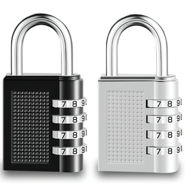 Candados Combinación-Candado de Seguridad Combinaciones de 4 Dígitos Ideal para Puerta de Verja,Lockers,Maleta de Equipaje,Cerraduras de Equipaje,Archivadores,Caja de Herramientas(2PCS)(negro + plata）